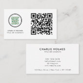 Carte De Visite Logo professionnel du code QR | blanc moderne (Devant / Derrière)