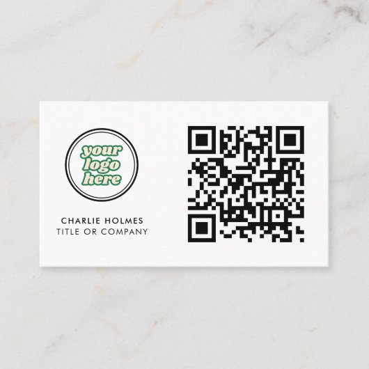 Carte De Visite Logo professionnel du code QR | blanc moderne (Devant)