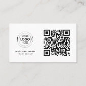 Carte De Visite Logo professionnel du code QR | blanc moderne (Dos)