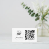 Carte De Visite Logo professionnel du code QR | Blanc moderne prof (Debout devant)