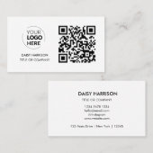 Carte De Visite Logo professionnel du code QR | Blanc moderne prof (Devant / Derrière)