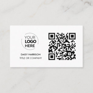 Carte De Visite Logo professionnel du code QR   Blanc moderne prof