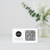 Carte De Visite Logo professionnel du code QR | Blanc moderne prof (Debout devant)