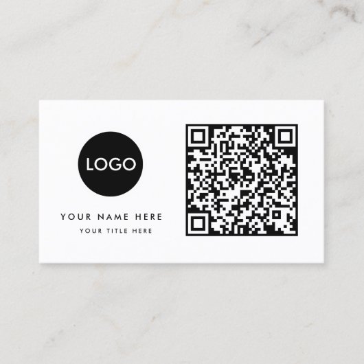 Carte De Visite Logo professionnel du code QR | Blanc moderne prof (Devant)