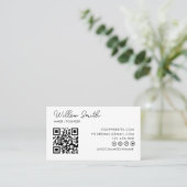 Carte De Visite Logo professionnel du code QR | Blanc moderne prof (Debout devant)
