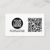 Carte De Visite Logo professionnel du code QR | Blanc moderne prof (Devant)