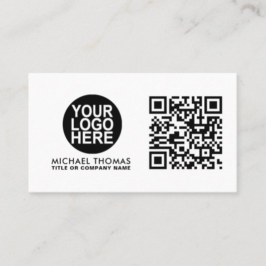 Carte De Visite Logo professionnel du code QR | Blanc moderne prof (Devant)
