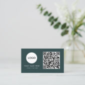 Carte De Visite Logo professionnel du code QR | Blanc moderne prof (Debout devant)