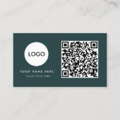 Carte De Visite Logo professionnel du code QR | Blanc moderne prof (Devant)