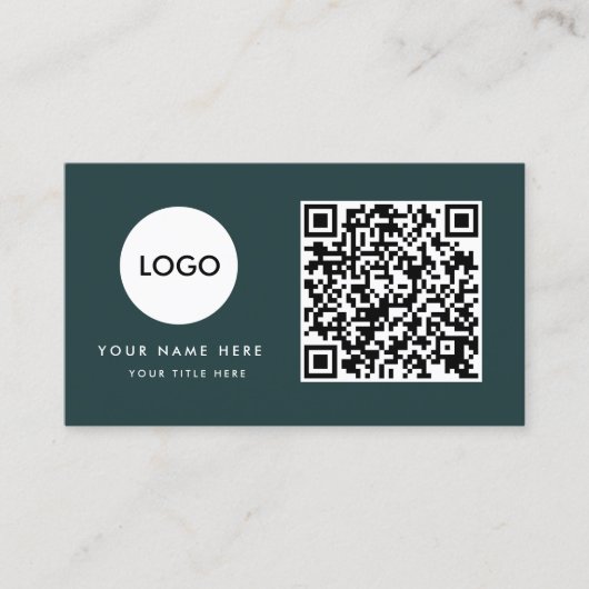 Carte De Visite Logo professionnel du code QR | Blanc moderne prof (Devant)