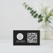 Carte De Visite Logo professionnel du code QR | Blanc noir profess (Debout devant)
