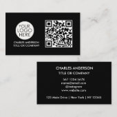 Carte De Visite Logo professionnel du code QR | Blanc noir profess (Devant / Derrière)