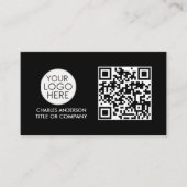 Carte De Visite Logo professionnel du code QR | Blanc noir profess (Devant)
