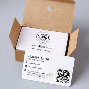 Carte De Visite Logo professionnel du code QR BLANCHE