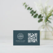 Carte De Visite Logo professionnel du code QR | Blue Modern Profes (Debout devant)