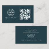Carte De Visite Logo professionnel du code QR | Blue Modern Profes (Devant / Derrière)
