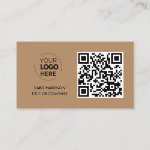 Carte De Visite Logo professionnel du code QR Brown Moderne Prof