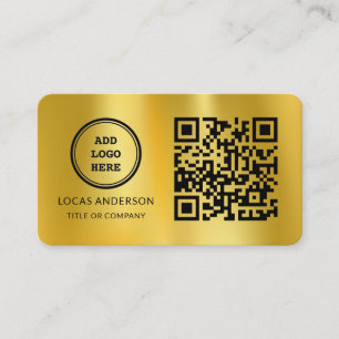 Carte De Visite Logo professionnel du code QR   Gold Modern Profes