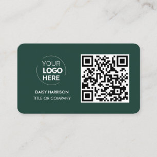 Carte De Visite Logo professionnel du code QR   Green Modern Profe