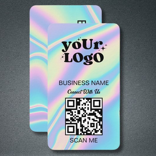 Carte De Visite Logo professionnel du code QR | Holographe noir mo