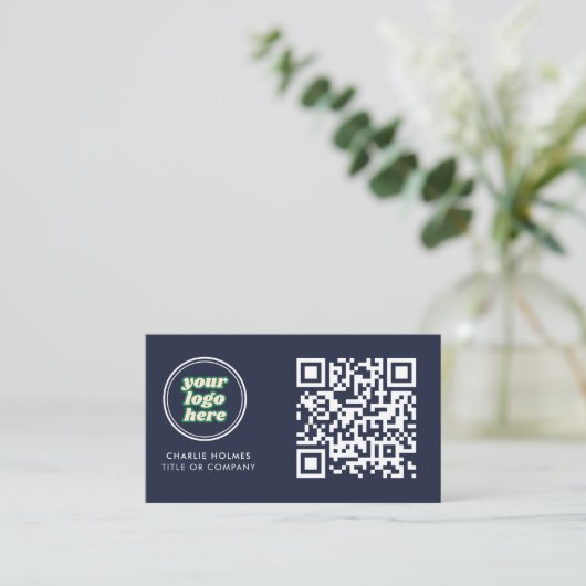 Carte De Visite Logo professionnel du code QR | Marine Modern Prof (Debout devant)