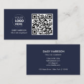 Carte De Visite Logo professionnel du code QR | Marine Modern Prof (Devant / Derrière)