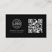 Carte De Visite Logo professionnel du code QR | Noir moderne profe (Devant)