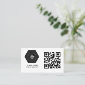 Carte De Visite Logo professionnel du code QR | Noir moderne profe (Debout devant)
