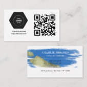 Carte De Visite Logo professionnel du code QR | Noir moderne profe (Devant / Derrière)