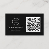 Carte De Visite Logo professionnel du code QR | Noir moderne profe (Devant)