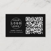 Carte De Visite Logo professionnel du code QR | Noir moderne profe (Devant)