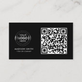 Carte De Visite Logo professionnel du code QR | noir moderne profe (Dos)