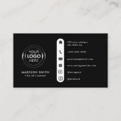 Carte De Visite Logo professionnel du code QR | noir moderne profe (Devant)