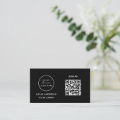 Carte De Visite Logo professionnel du code QR | Noir moderne profe (Debout devant)