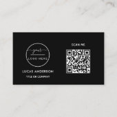 Carte De Visite Logo professionnel du code QR | Noir moderne profe (Devant)