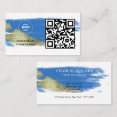 Carte De Visite Logo professionnel du code QR | Noir moderne profe (Devant / Derrière)