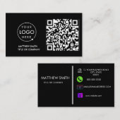 Carte De Visite Logo professionnel du code QR | Noir moderne profe (Devant / Derrière)