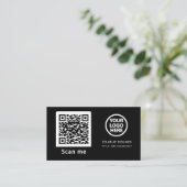 Carte De Visite Logo professionnel du code QR | Noir moderne profe (Debout devant)
