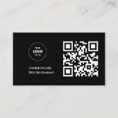 Carte De Visite Logo professionnel du code QR | Noir moderne profe (Devant)