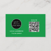 Carte De Visite Logo professionnel du code QR | Noir moderne profe (Devant)