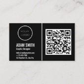 Carte De Visite Logo professionnel du code QR | Noir moderne profe (Devant)