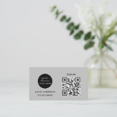 Carte De Visite Logo professionnel du code QR | Noir moderne profe (Debout devant)