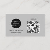 Carte De Visite Logo professionnel du code QR | Noir moderne profe (Devant)