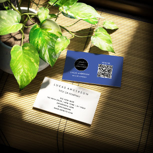 Carte De Visite Logo professionnel du code QR Noir moderne profe