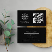 Carte De Visite Logo professionnel du code QR | Noir moderne profe