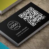 Carte De Visite Logo professionnel du code QR | Noir moderne profe