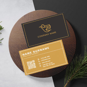 Carte De Visite Logo professionnel du code QR   Noir moderne profe