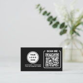 Carte De Visite Logo professionnel du code QR | Noir moderne profe (Debout devant)