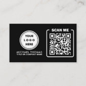 Carte De Visite Logo professionnel du code QR | Noir moderne profe (Devant)