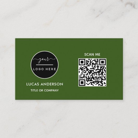 Carte De Visite Logo professionnel du code QR | Noir moderne profe (Devant)